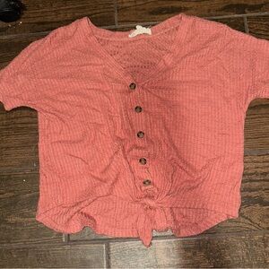 coral button up top